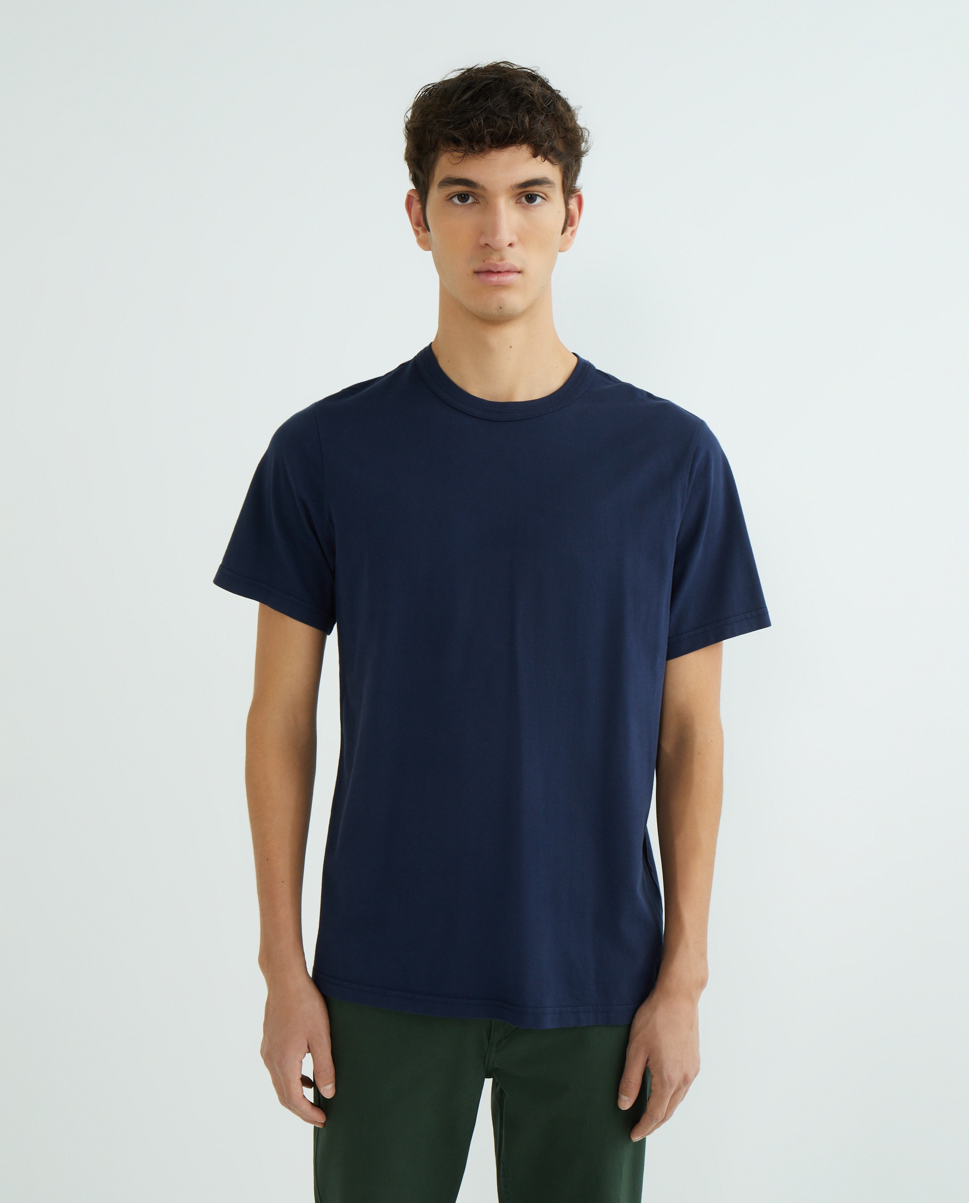 T-shirt Slim Fit de Manga Curta Azul-marinho-1