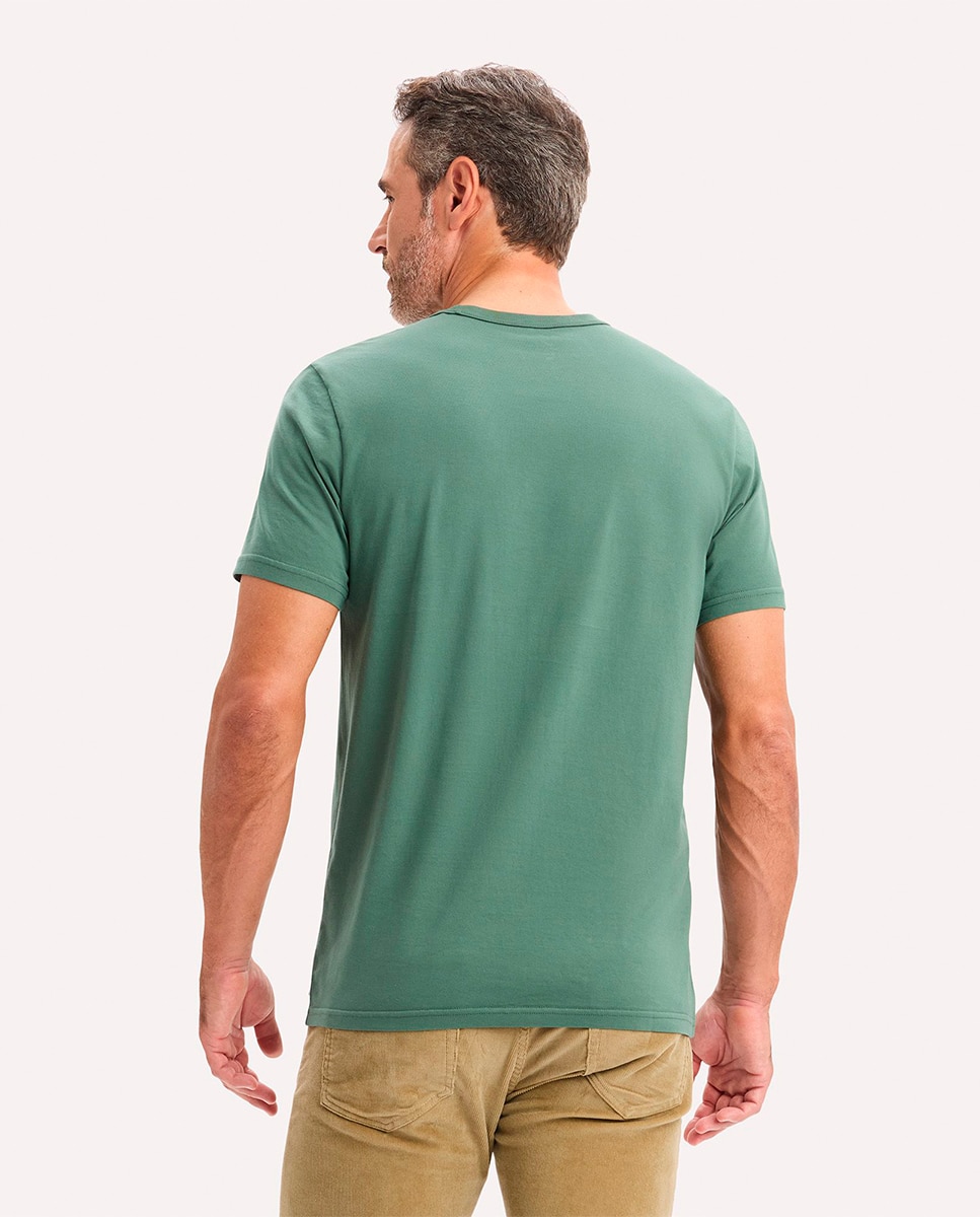 T-shirt com manga curta e decote redondo Verde-escuro-2