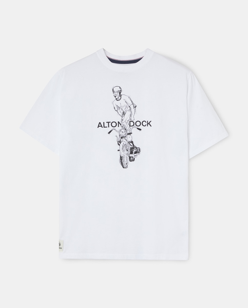 T-shirt de Manga Curta com Serigrafia Branco-4