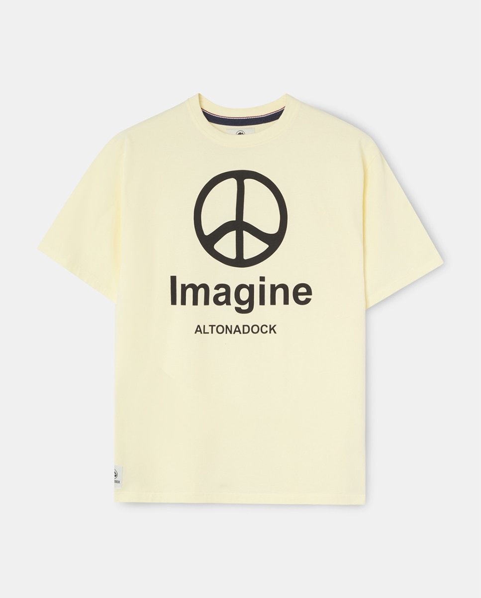 T-shirt de Manga Curta com Serigrafia Amarelo-4