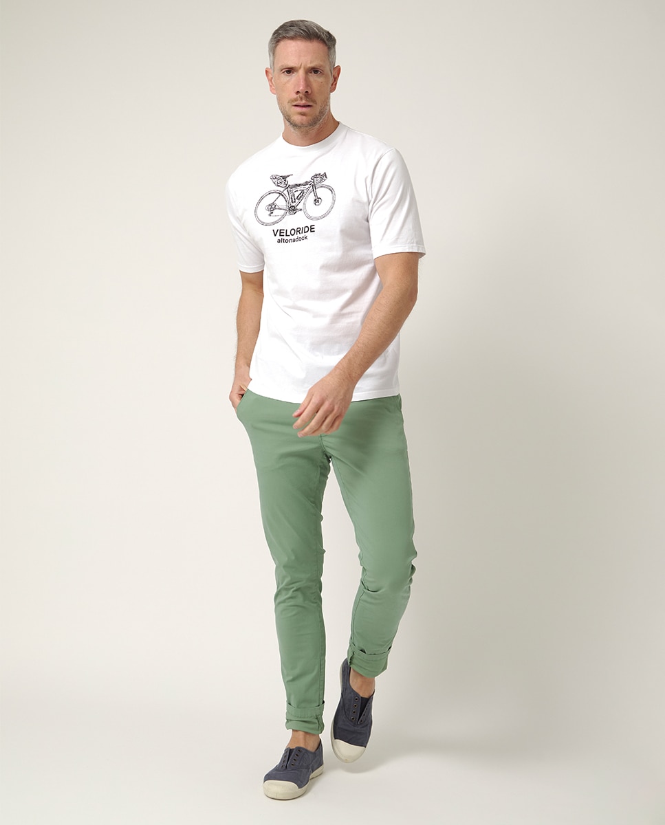T-shirt de Manga Curta com Serigrafia Branco-3