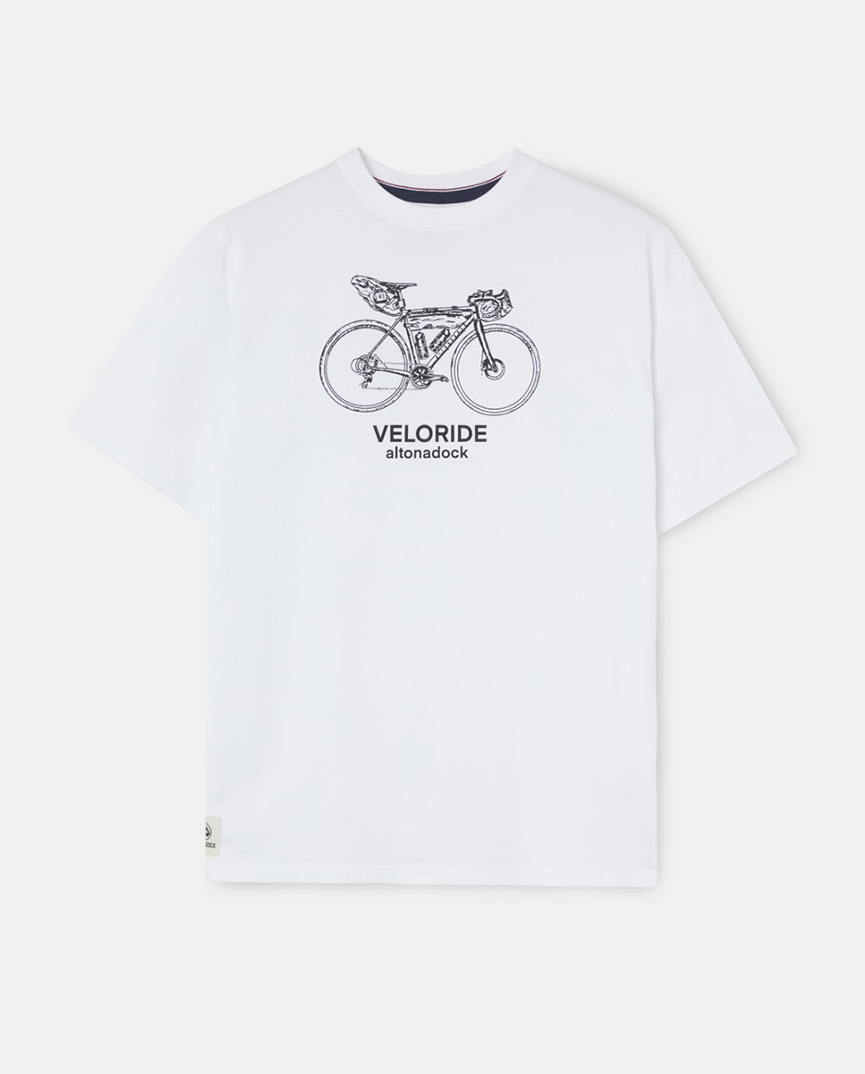 T-shirt de Manga Curta com Serigrafia Branco-4