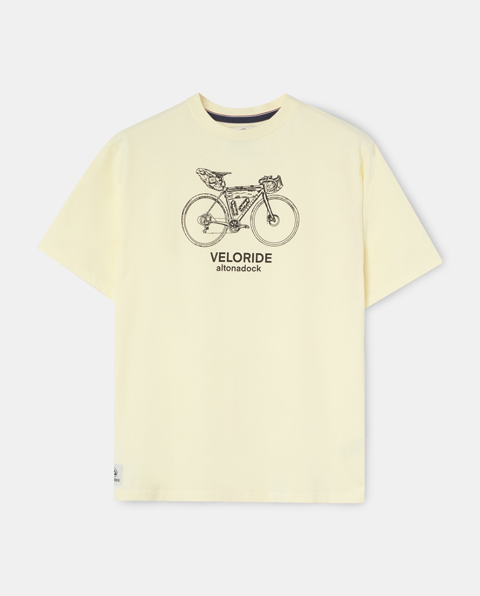 T-shirt de Manga Curta com Serigrafia Amarelo-4
