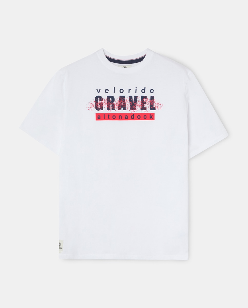 T-shirt de Manga Curta com Serigrafia Branco-4
