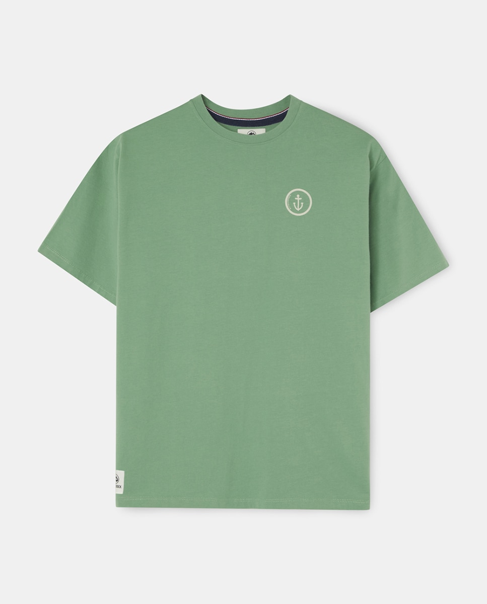 T-shirt de Manga Curta com Serigrafia Verde-4