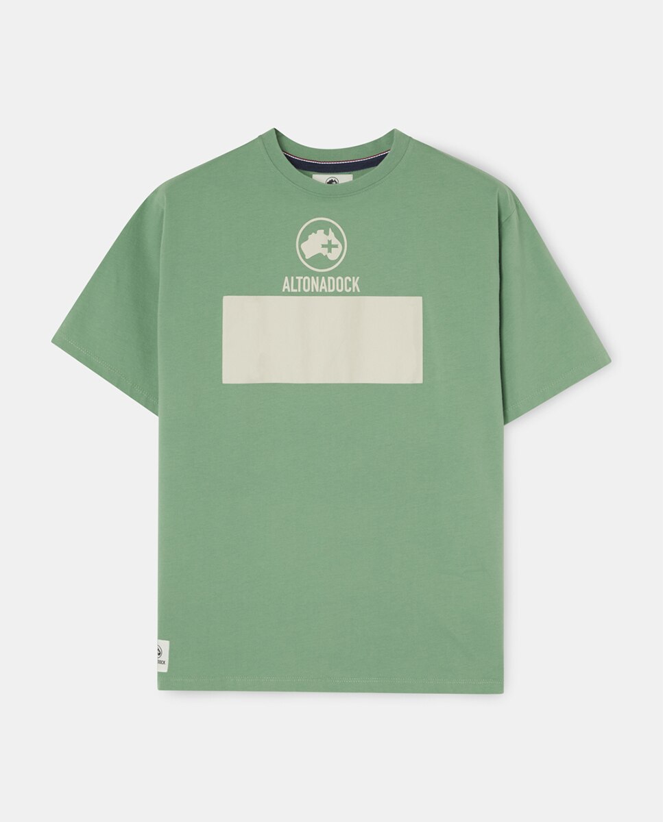 T-shirt de Manga Curta com Serigrafia Verde-4