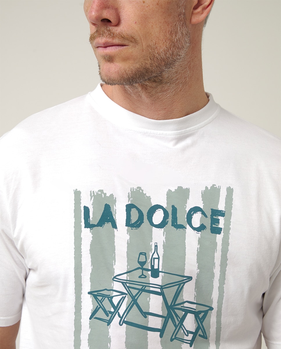 T-shirt de Manga Curta com Serigrafia Branco-3