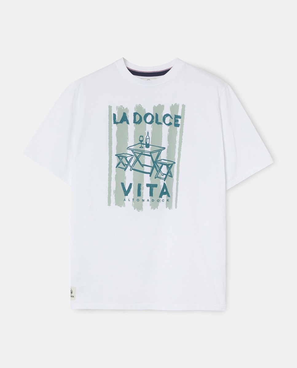 T-shirt de Manga Curta com Serigrafia Branco-4