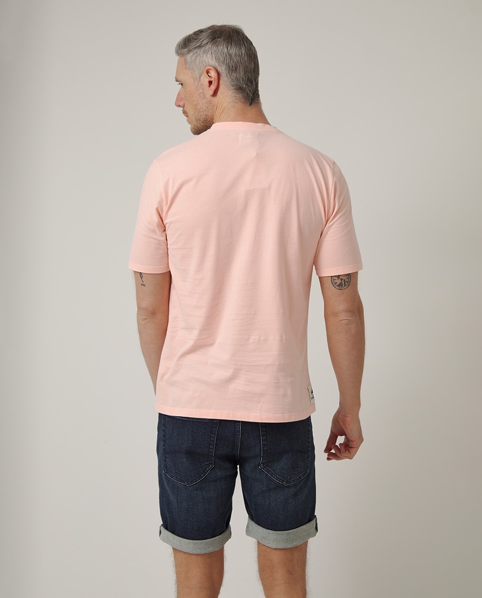 T-shirt de Manga Curta com Serigrafia Rosa-2