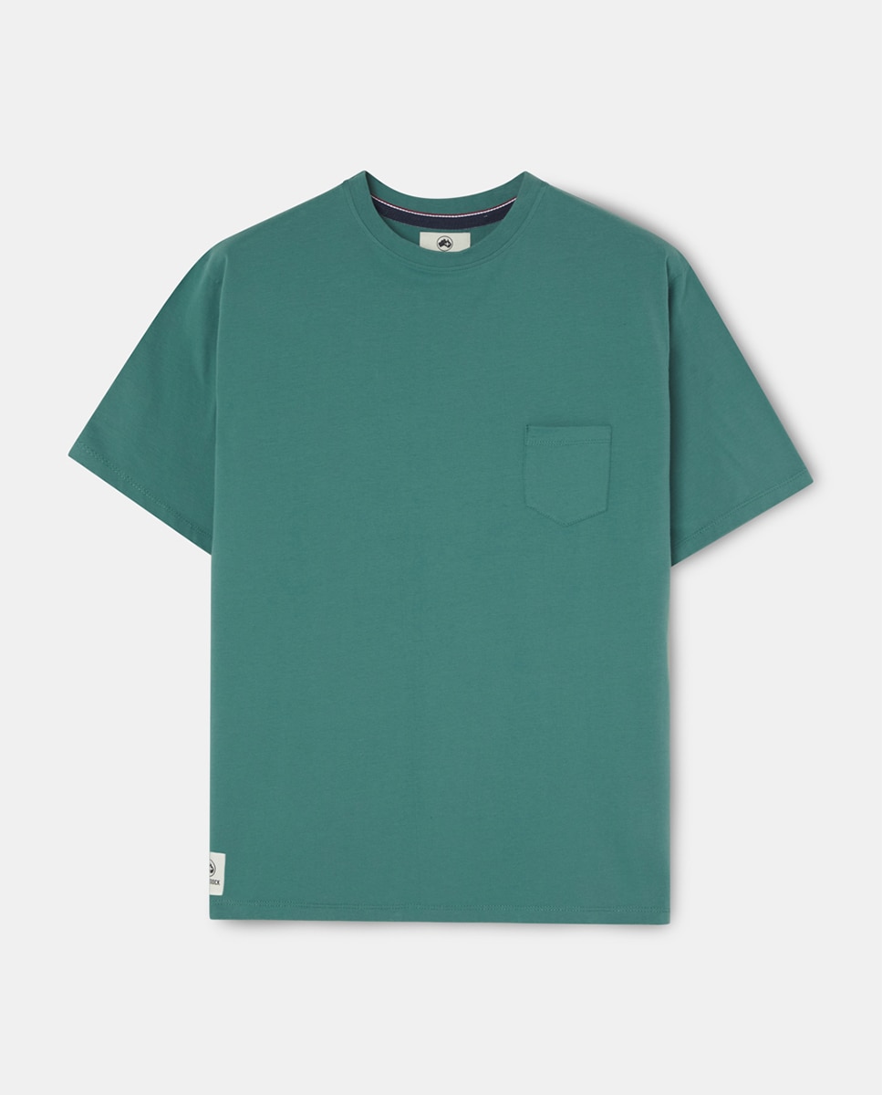 T-shirt de Manga Curta com Serigrafia Verde-escuro-4
