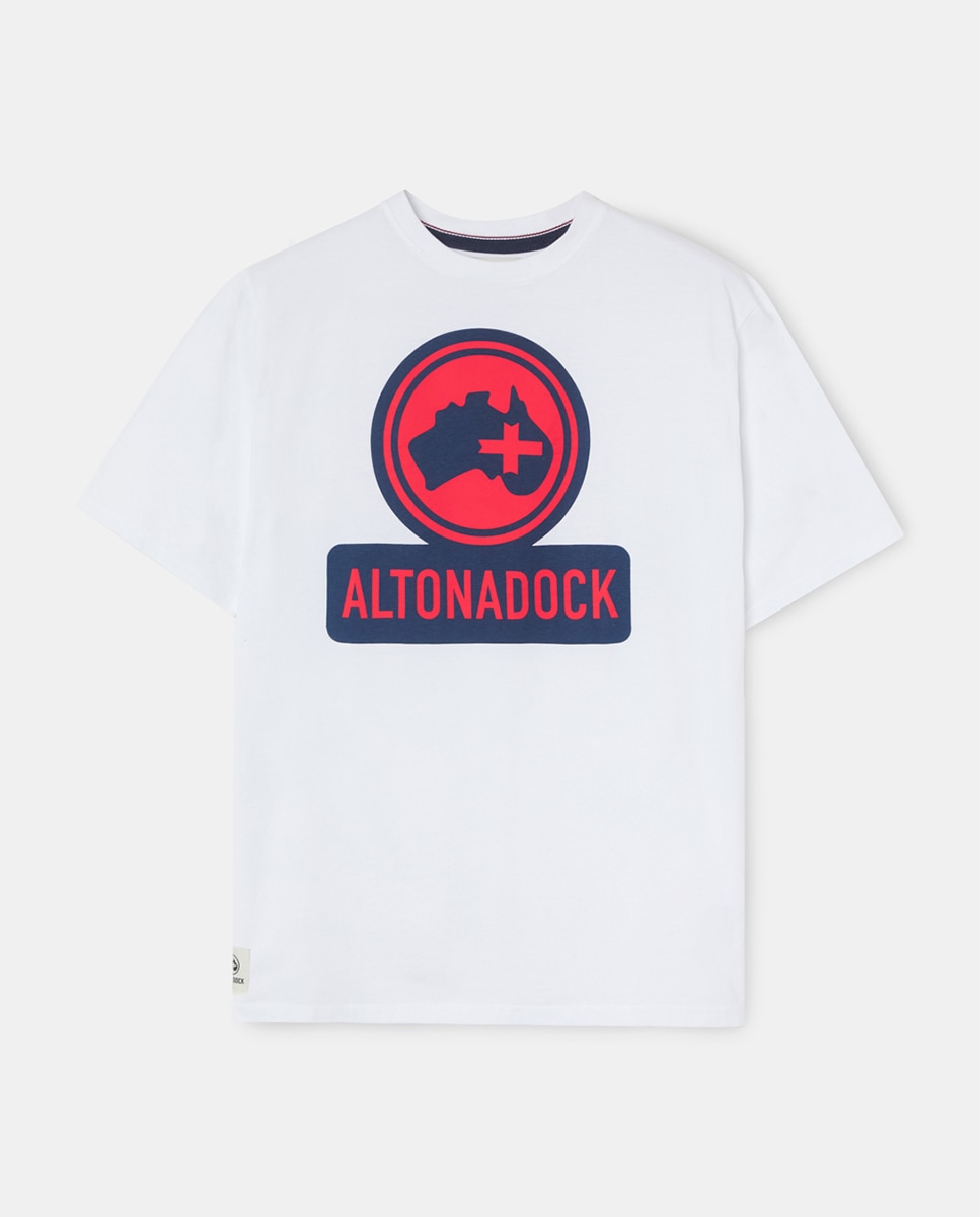T-shirt de Manga Curta com Serigrafia Branco-4