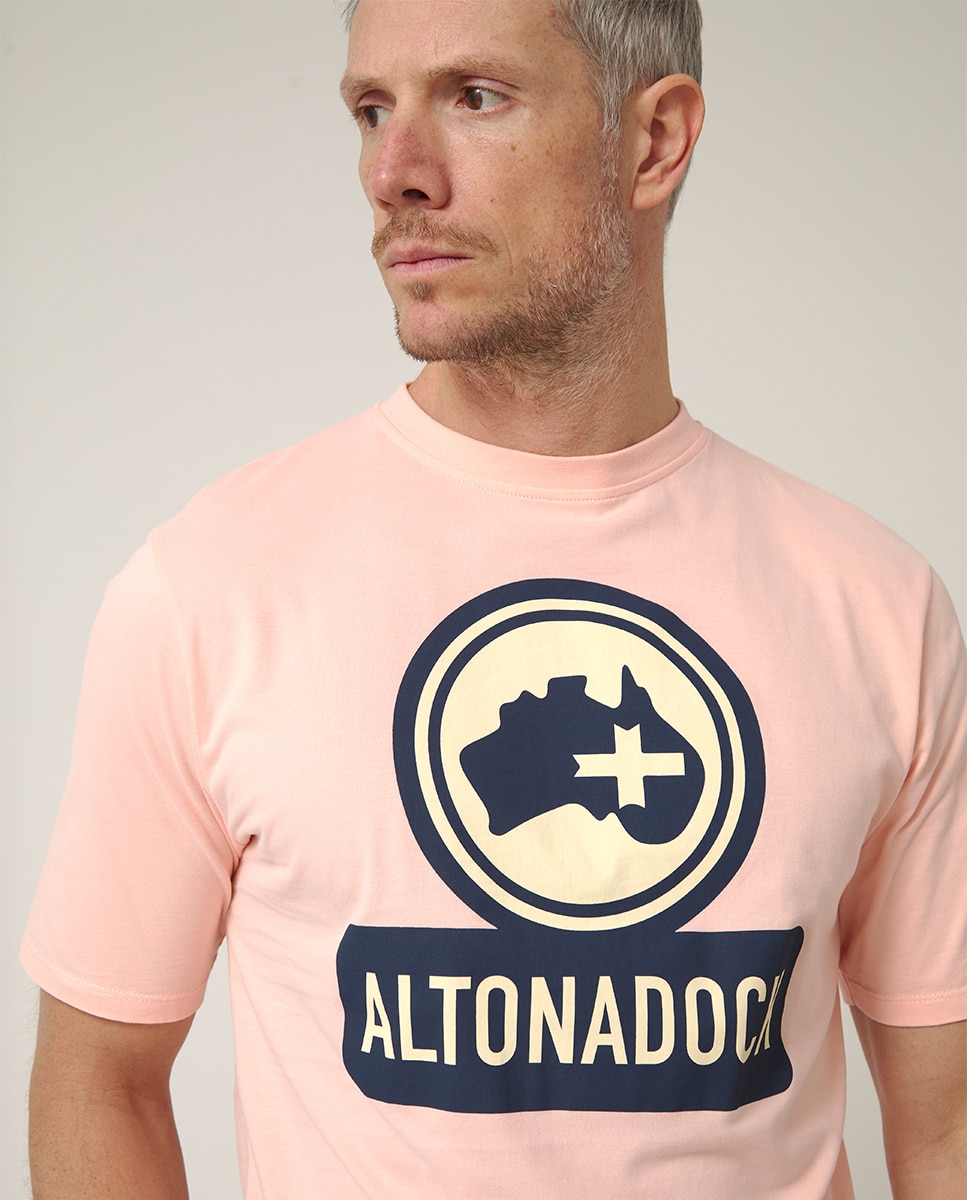 T-shirt de Manga Curta com Serigrafia Rosa-3