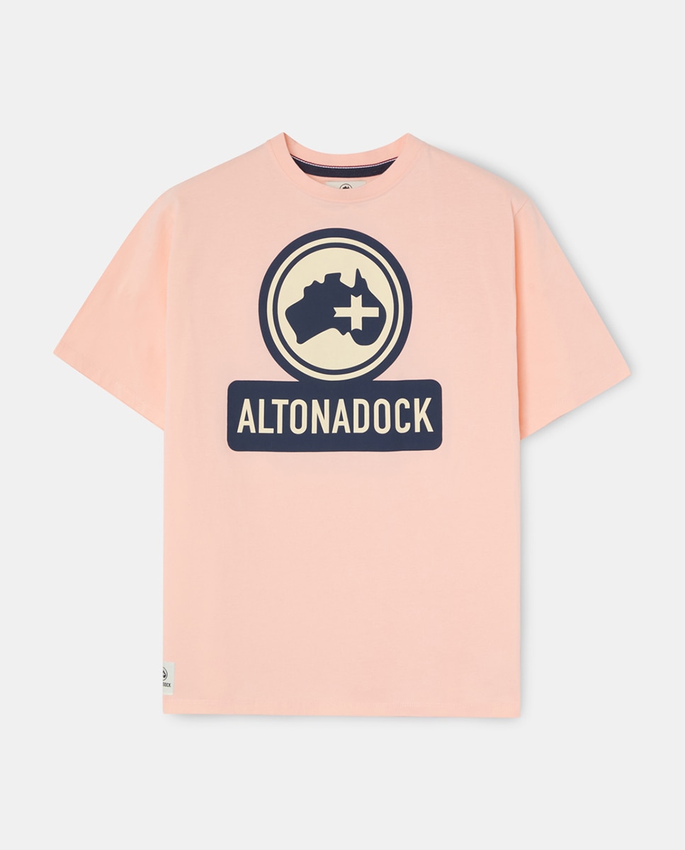 T-shirt de Manga Curta com Serigrafia Rosa-4