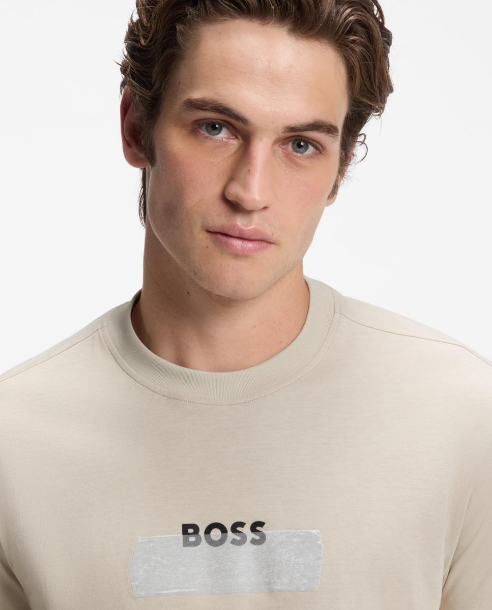 T-shirt com manga curta Bege-3