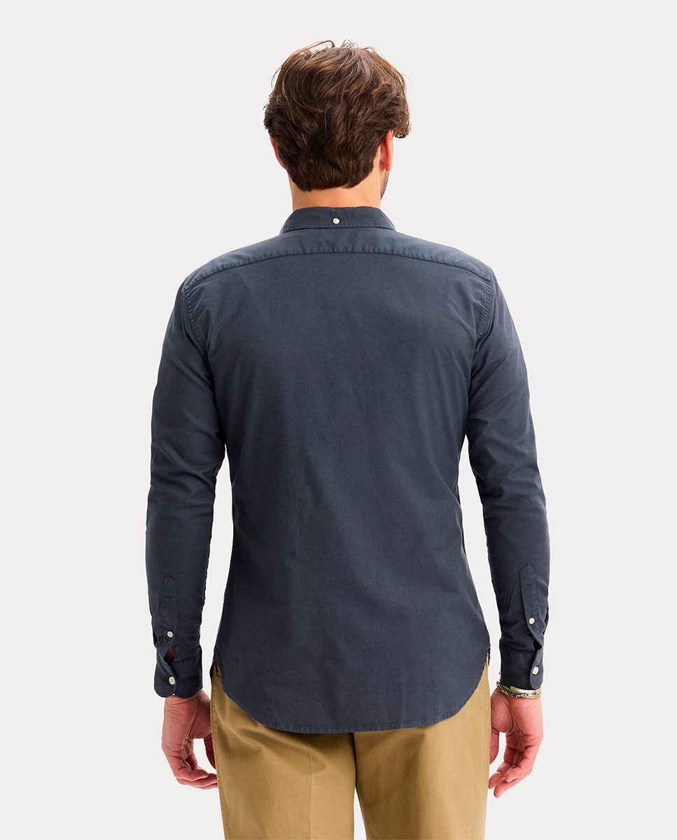 Camisa Oxford de Manga Comprida Azul-marinho-2