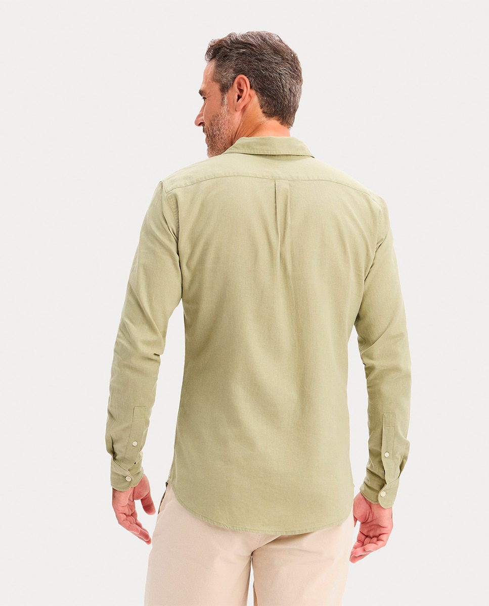 Camisa com Manga Comprida em Tecido Leve Verde-claro-2