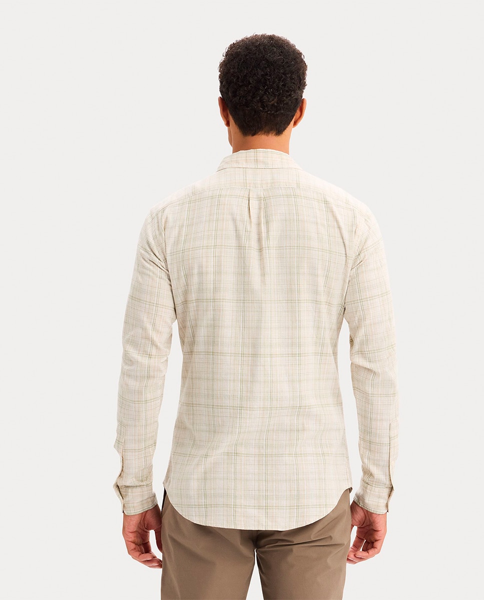Camisa com Manga Comprida em Tecido Leve Caqui-2