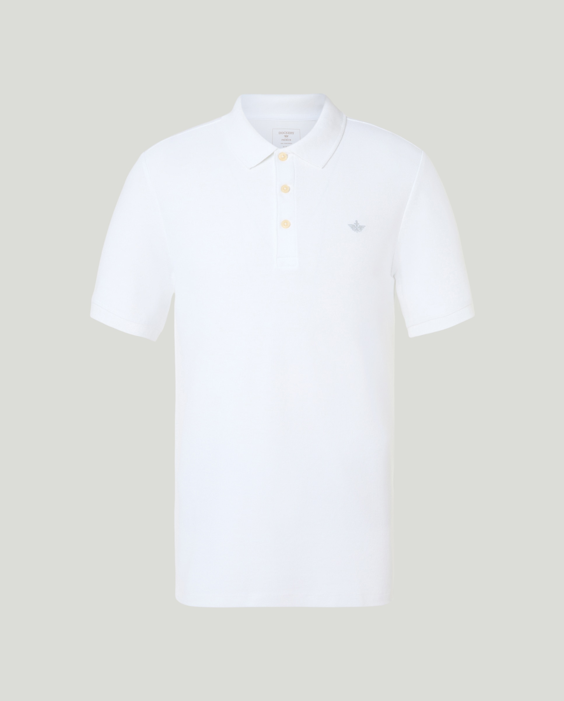 Polo Slim Fit com Manga Curta Branco-4