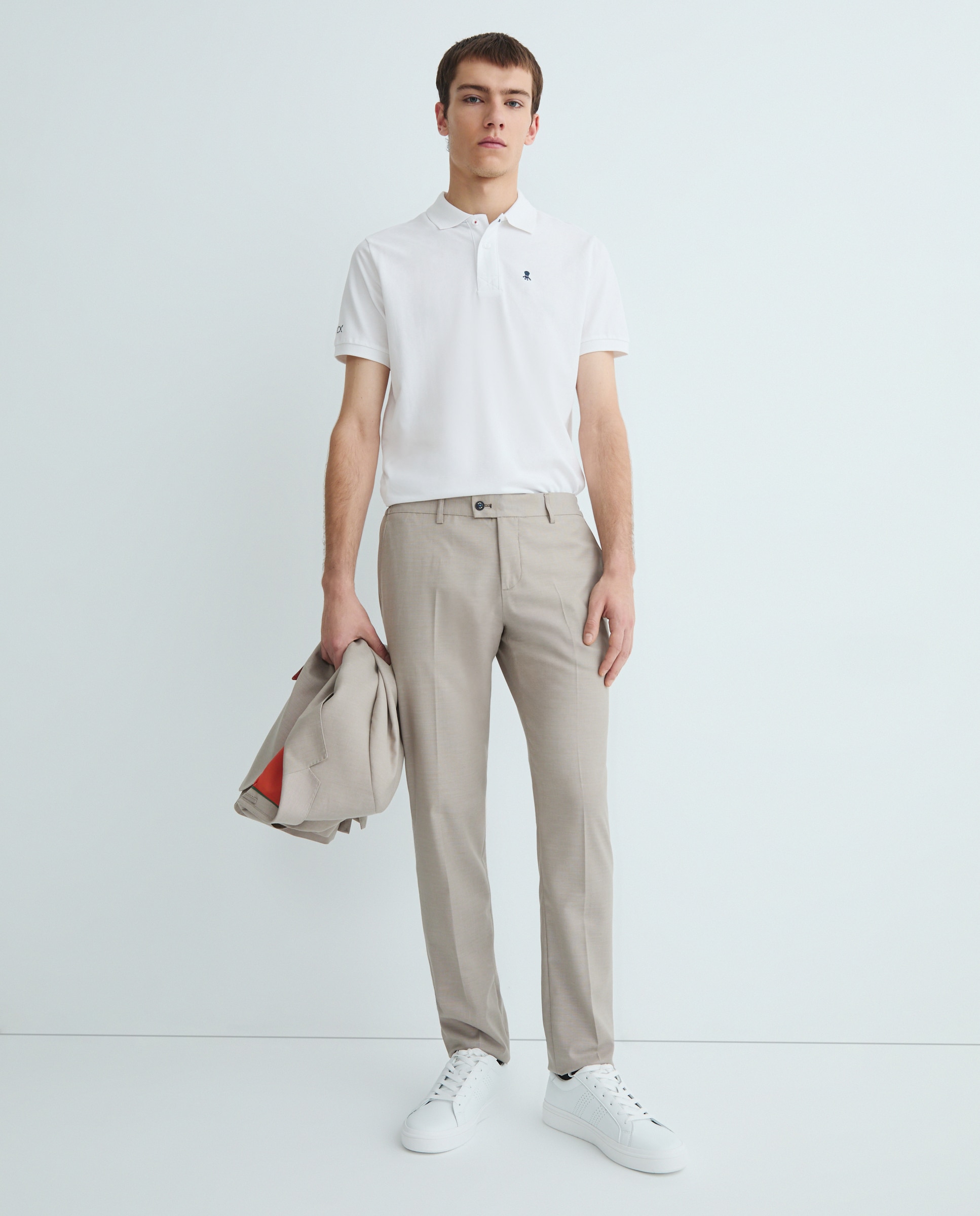 Polo Piqué Liso com Manga Curta Branco-2