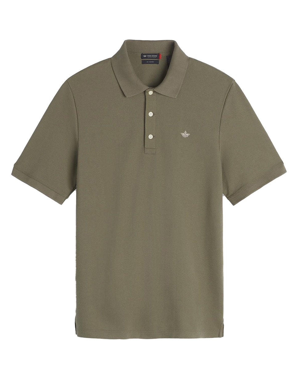 Polo Slim Fit de Manga Curta Verde-3