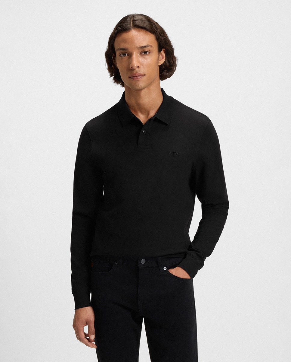 Polo de Manga Comprida Preto-1