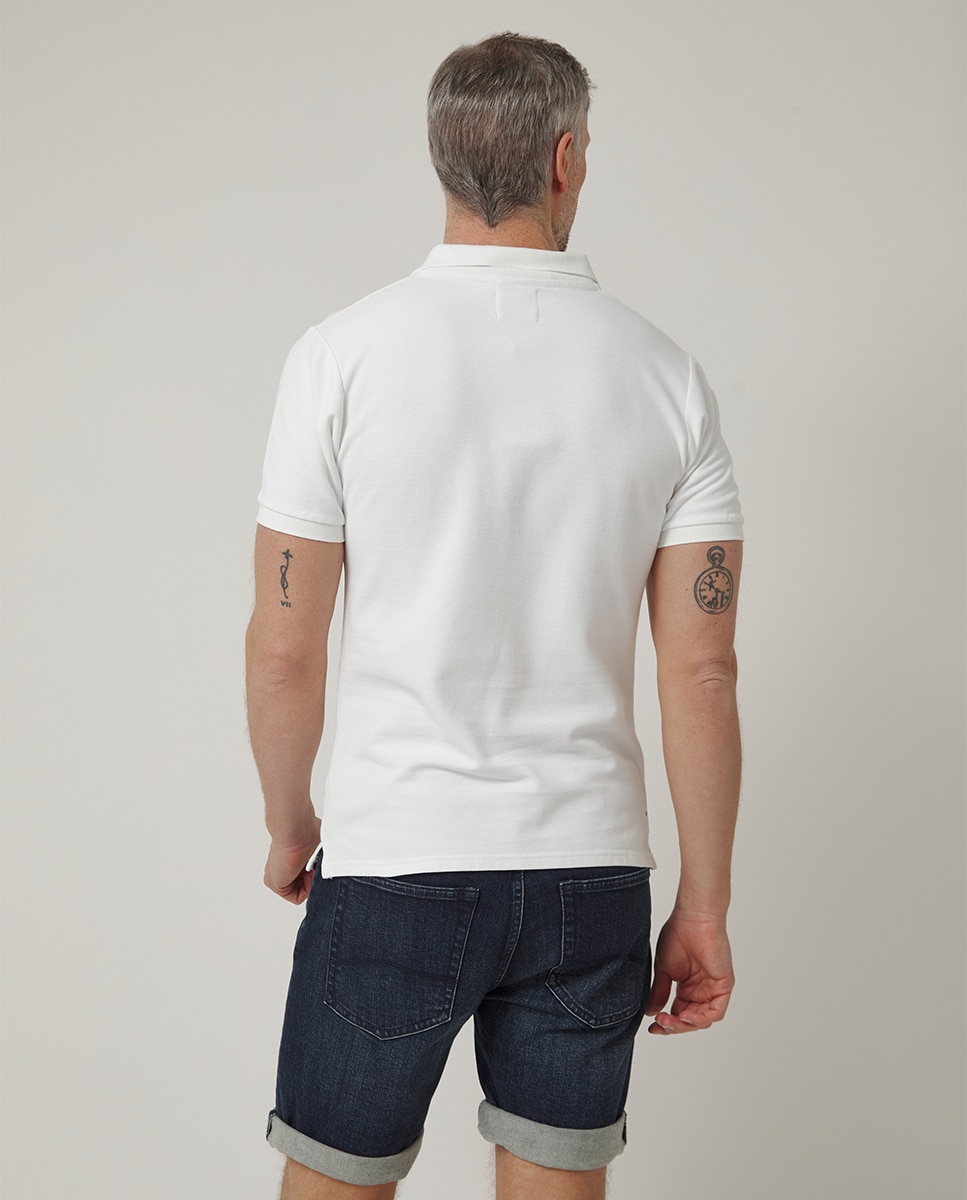 Polo de Manga Curta com Logótipo Bordado Branco-2