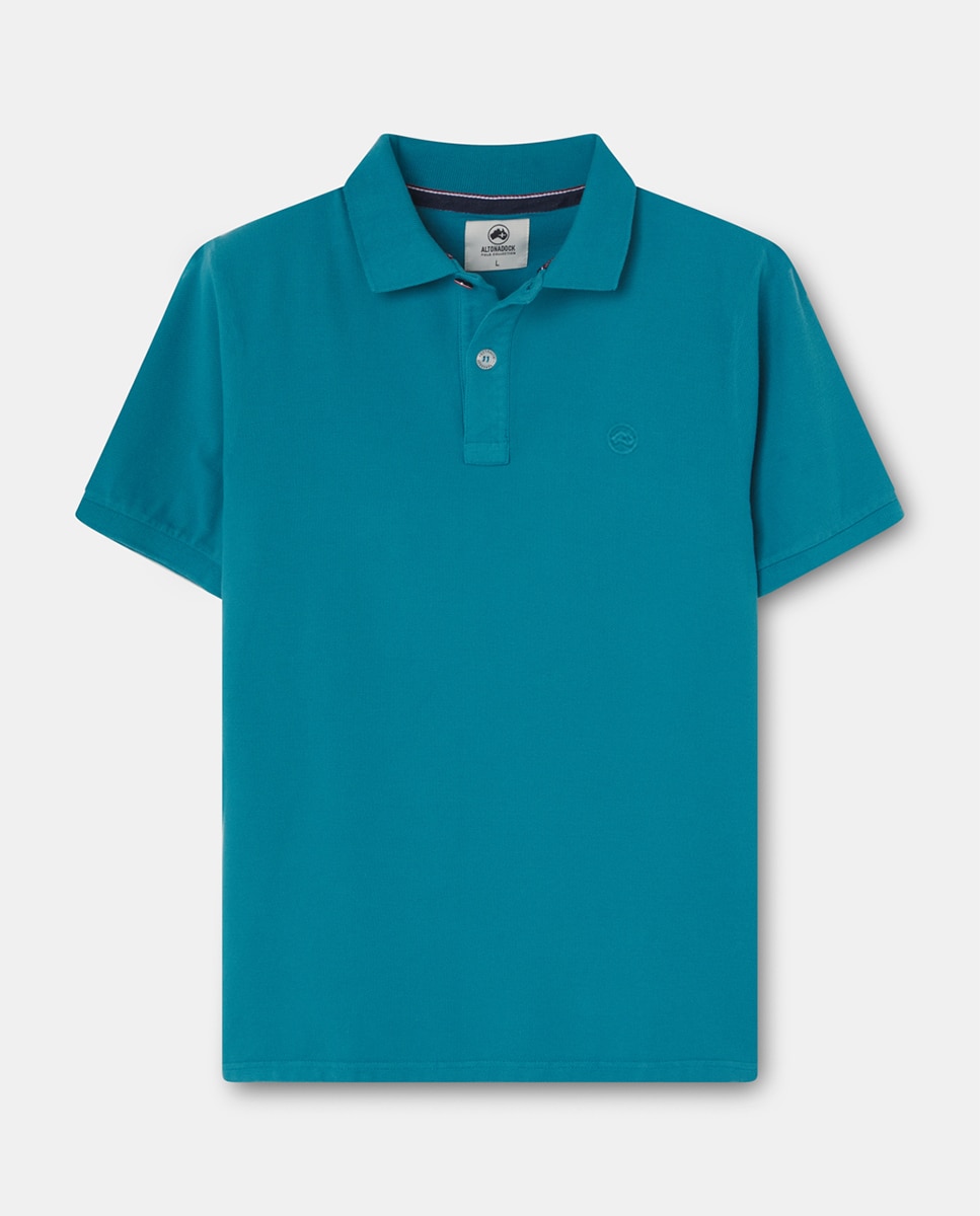 Polo de Manga Curta com Logótipo Bordado Azul-índigo-4