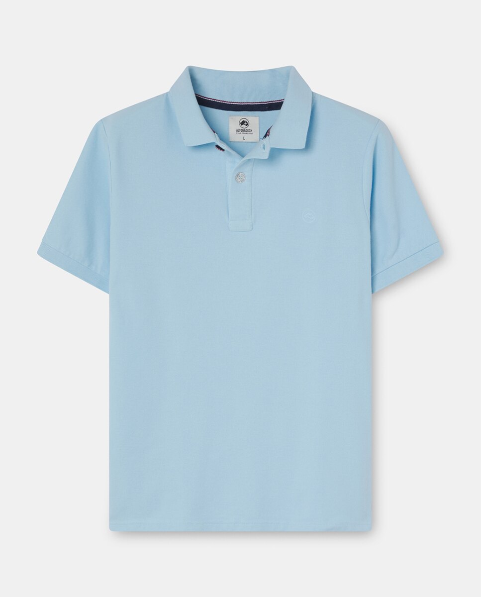 Polo de Manga Curta com Logótipo Bordado Azul-claro-4