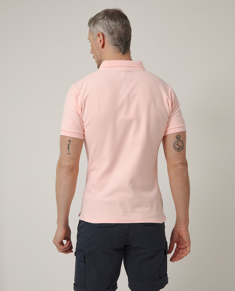 Polo de Manga Curta com Logótipo Bordado Rosa-2