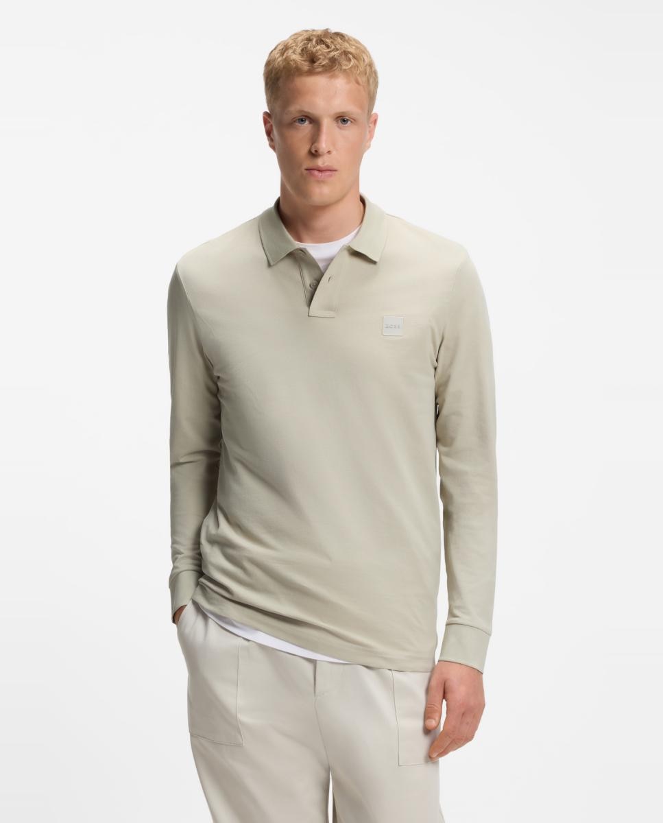 Polo manga larga de hombre. - Boss - Beige Beige-1