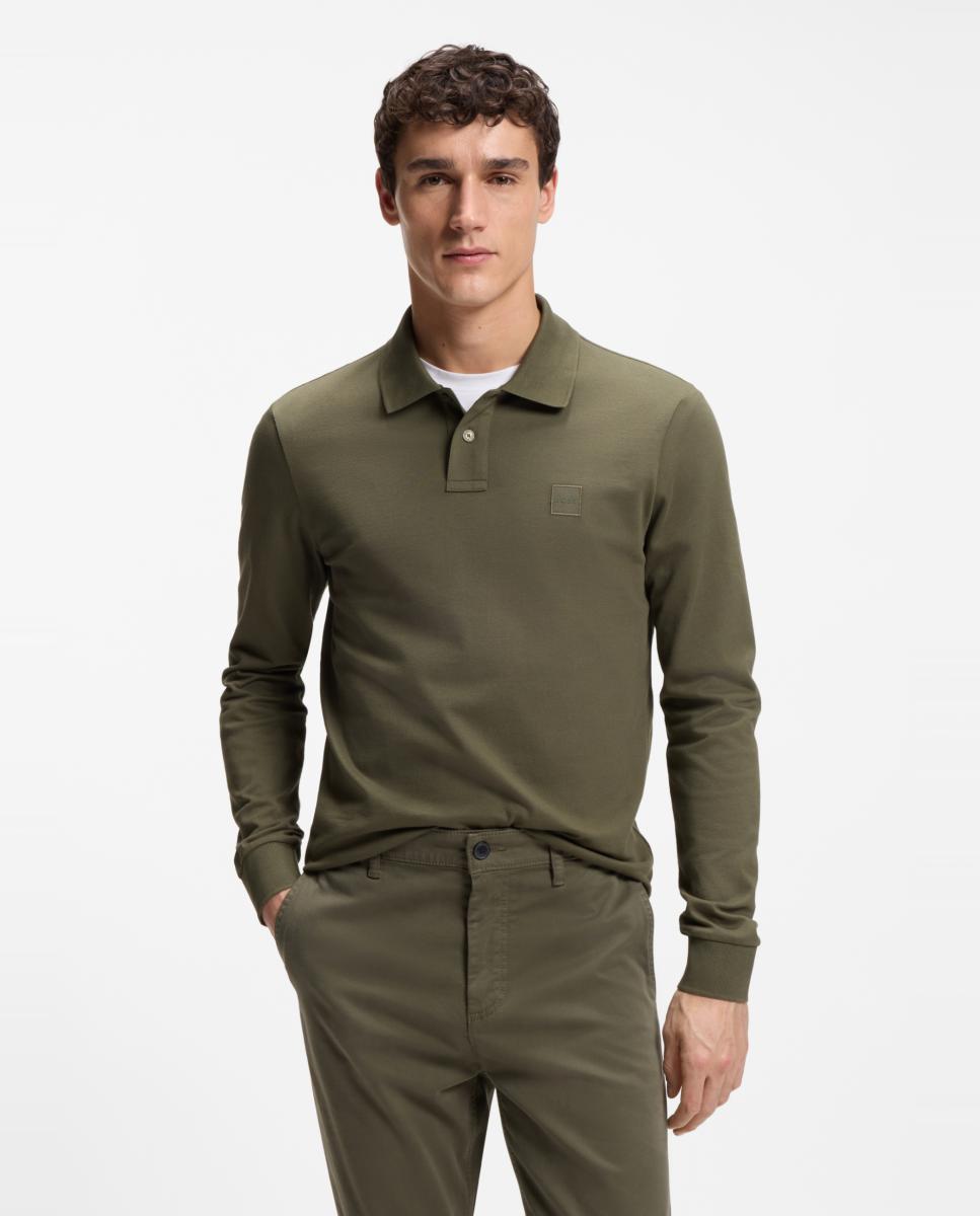 Polo manga larga de hombre. - Boss - Verde Verde-1