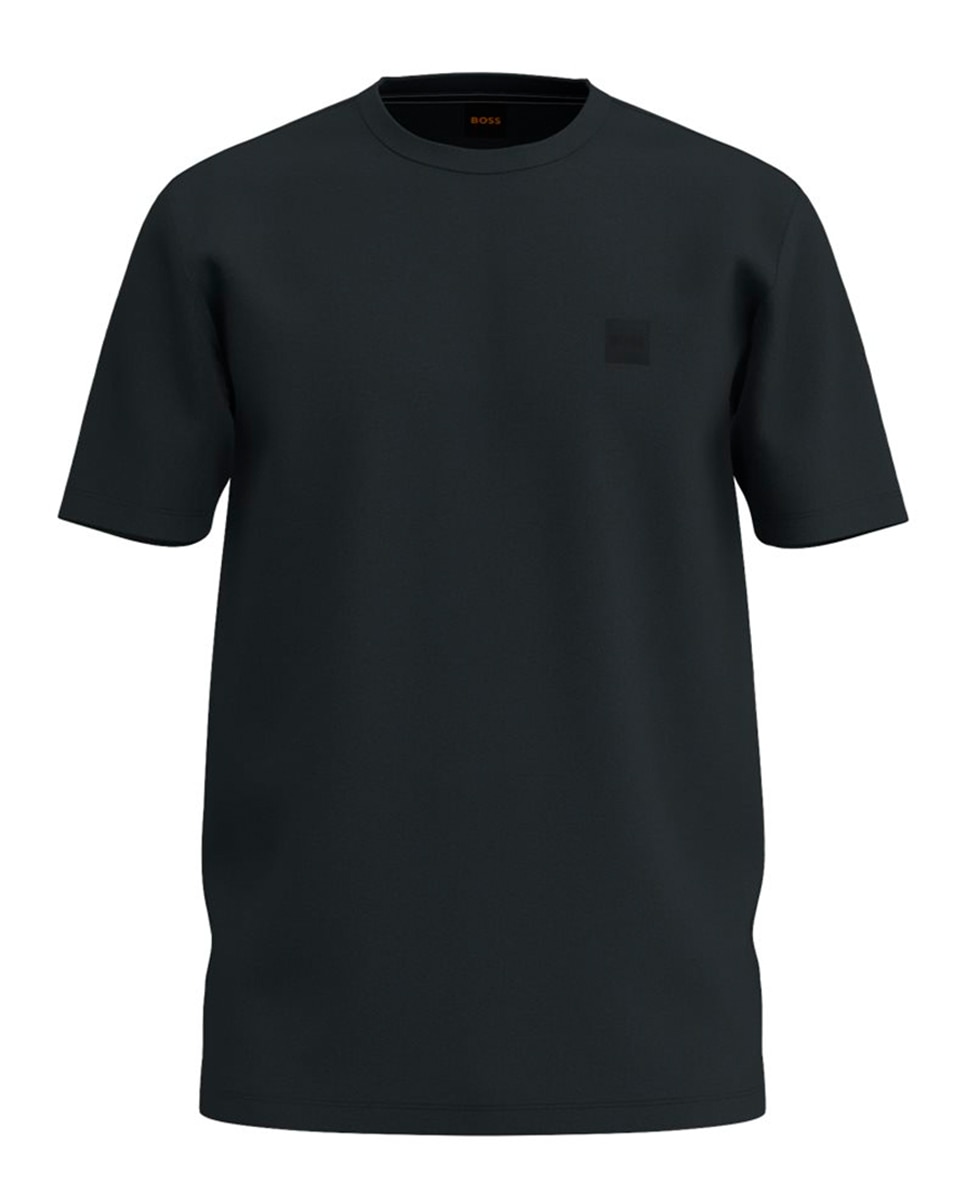 T-shirt de Malha de Algodão com Remendo de Logótipo Preto-4