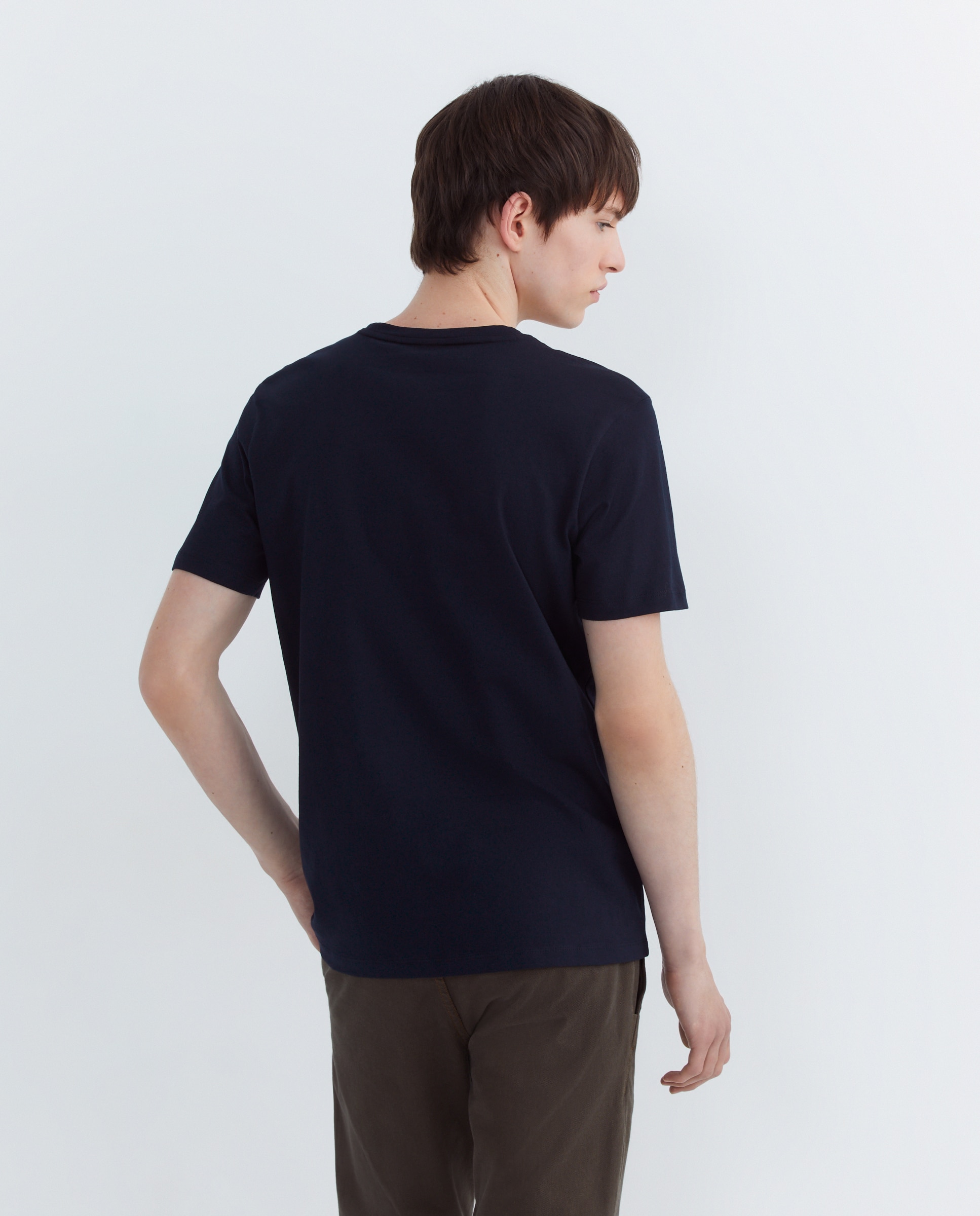 T-shirt de Malha de Algodão com Remendo de Logótipo Azul-marinho-3