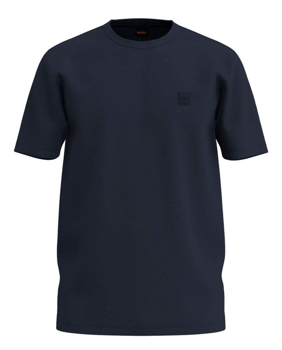 T-shirt de Malha de Algodão com Remendo de Logótipo Azul-marinho-4
