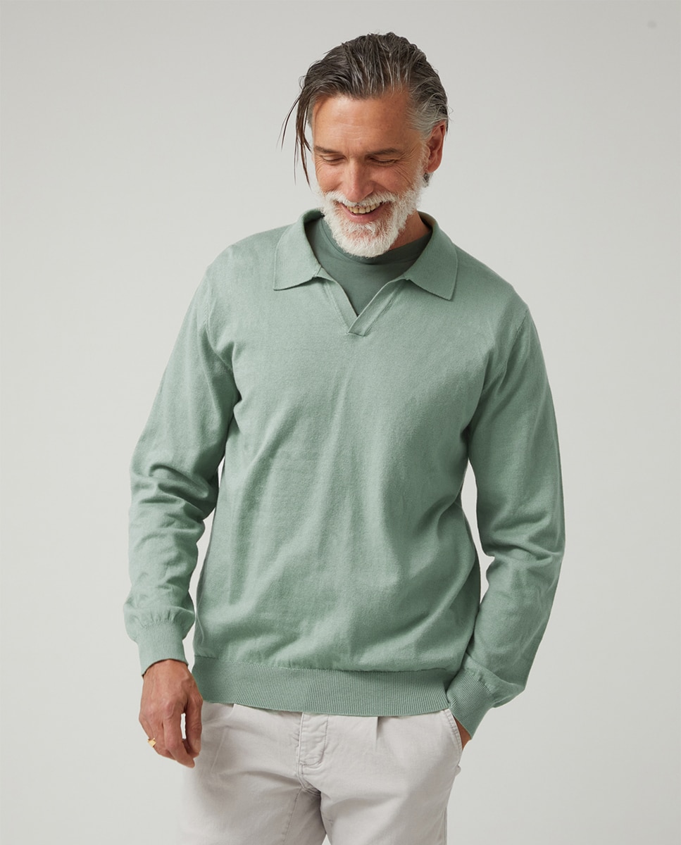 Imagem 0 de Camisola de Malha Fina com Colarinho de Polo