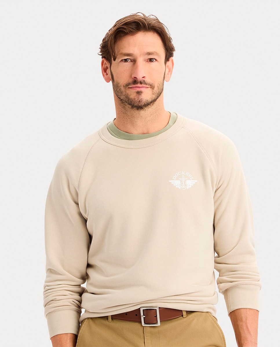 Sweatshirt de Manga Comprida e Decote Redondo com Logótipo Azul-marinho-3