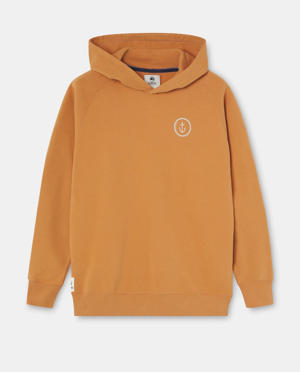 Sweatshirt de Manga Comprida com Capuz Castanho-claro-4