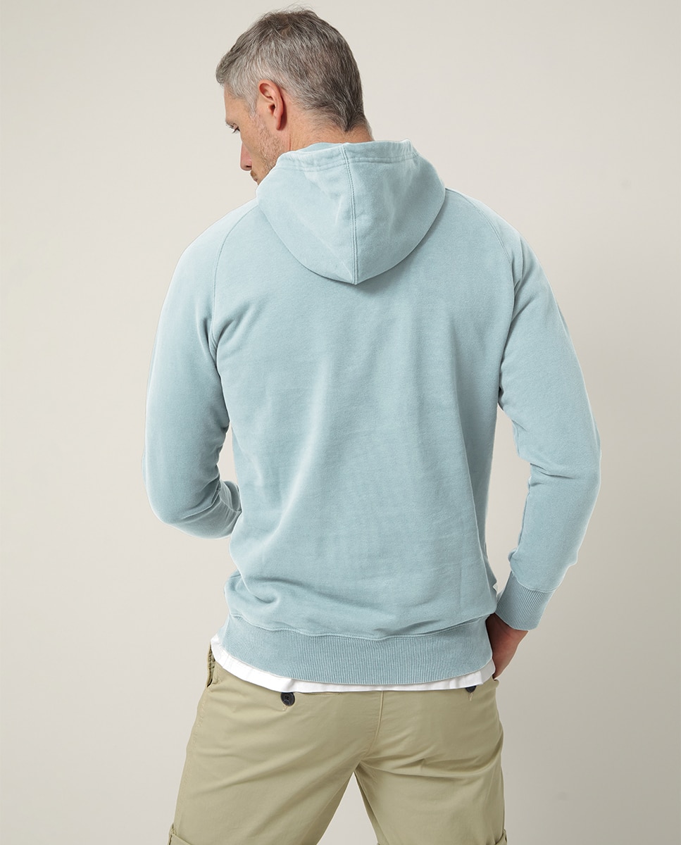 Sweatshirt de Manga Comprida com Capuz Azul-claro-2