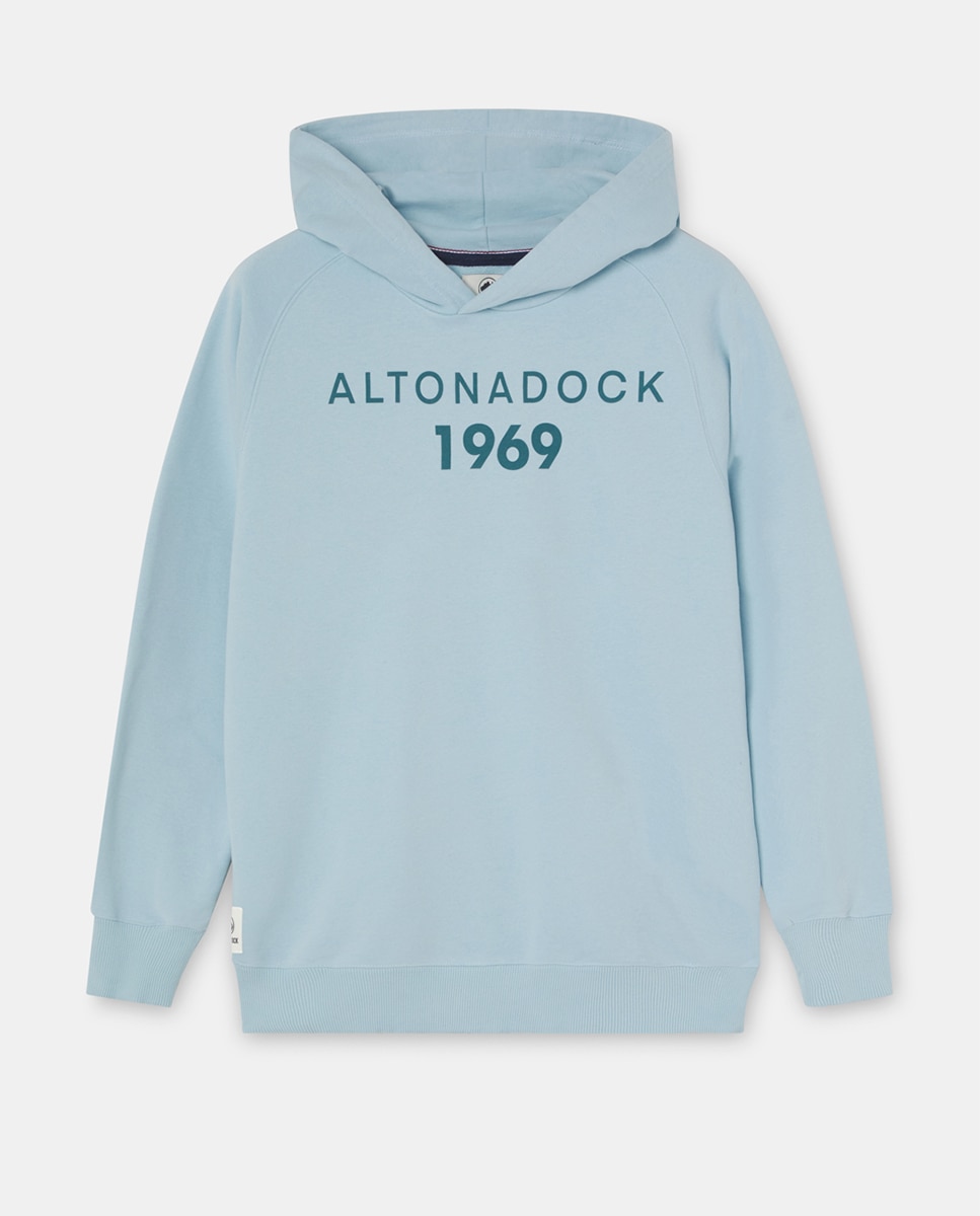 Sweatshirt de Manga Comprida com Capuz Azul-claro-4