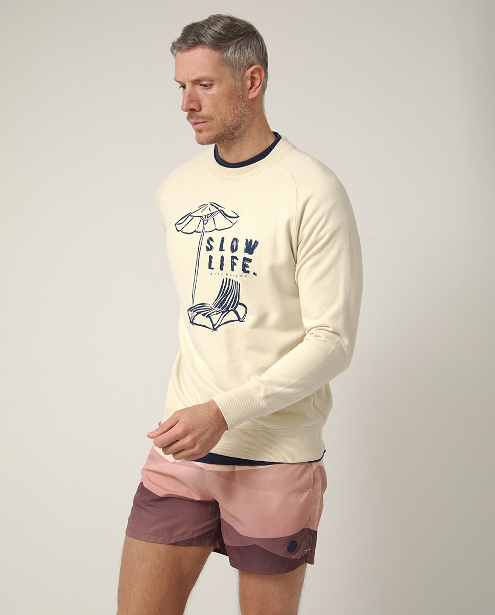 Imagen 0 de Sudadera de hombre, manga larga sin capucha. Beige