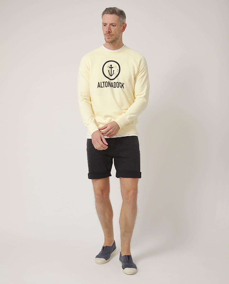Sweatshirt de Manga Comprida sem Capuz Amarelo-5