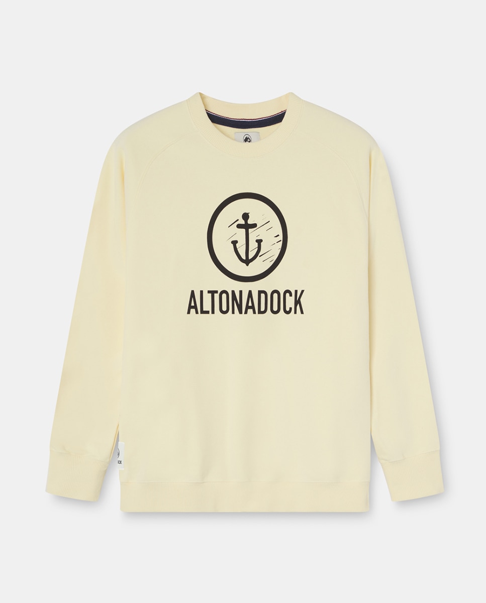 Sweatshirt de Manga Comprida sem Capuz Amarelo-4