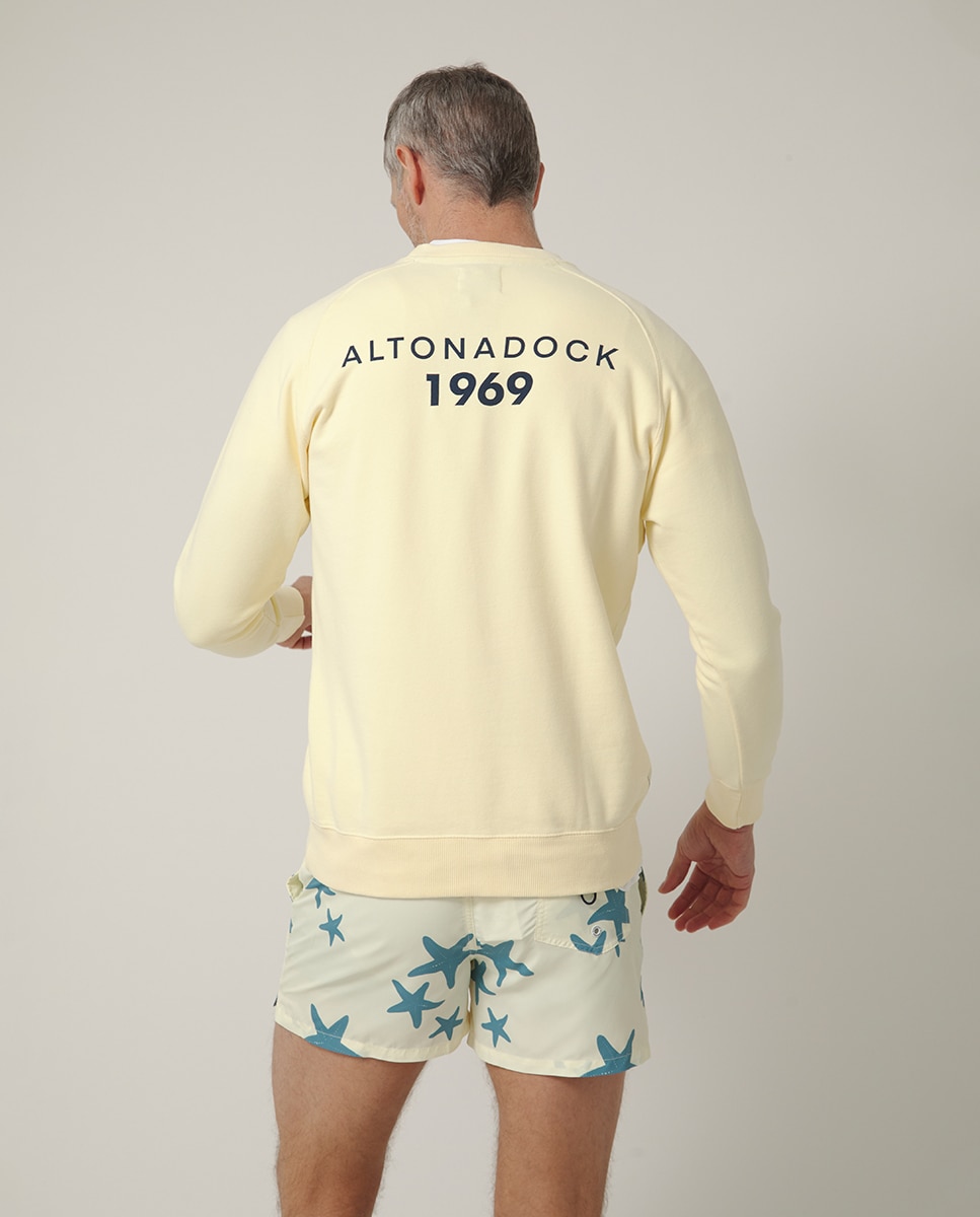 Sweatshirt de Manga Comprida sem Capuz Amarelo-2