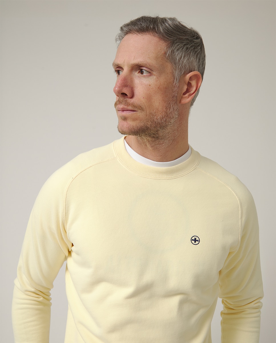 Sweatshirt de Manga Comprida sem Capuz Amarelo-3