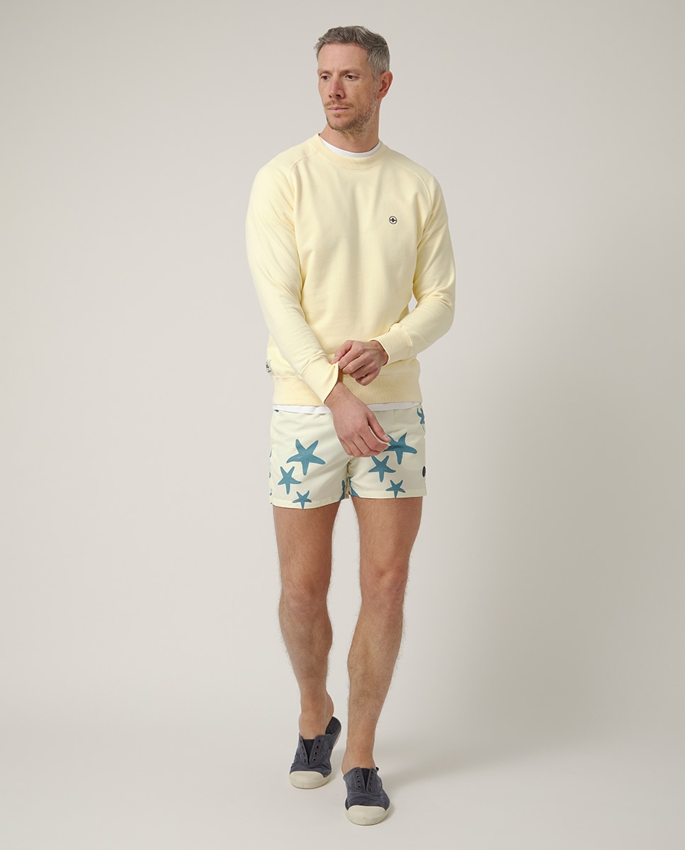 Sweatshirt de Manga Comprida sem Capuz Amarelo-6