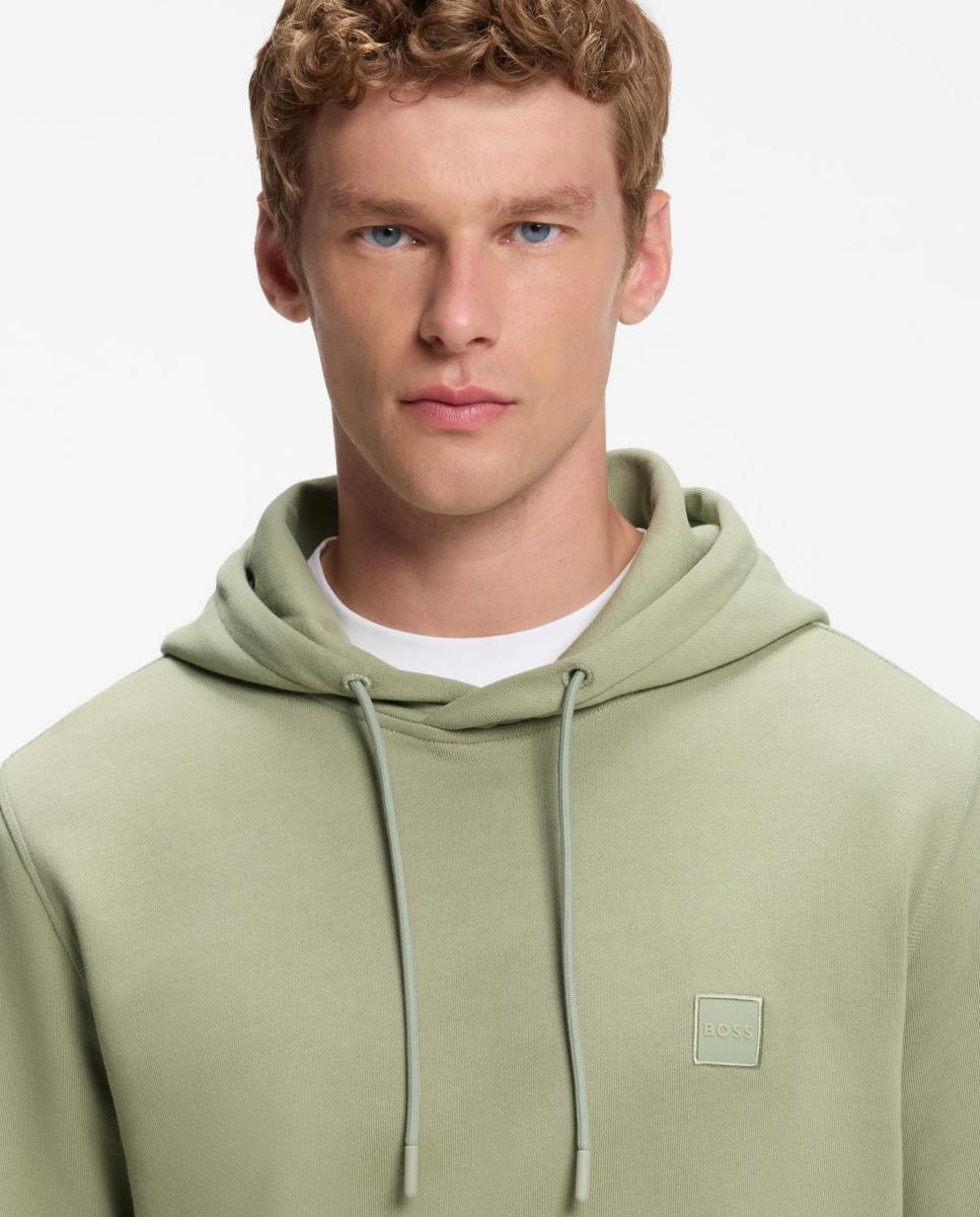 Sudadera con capucha en felpa de algodón con parche de logo - Boss - Verde claro Verde claro-2