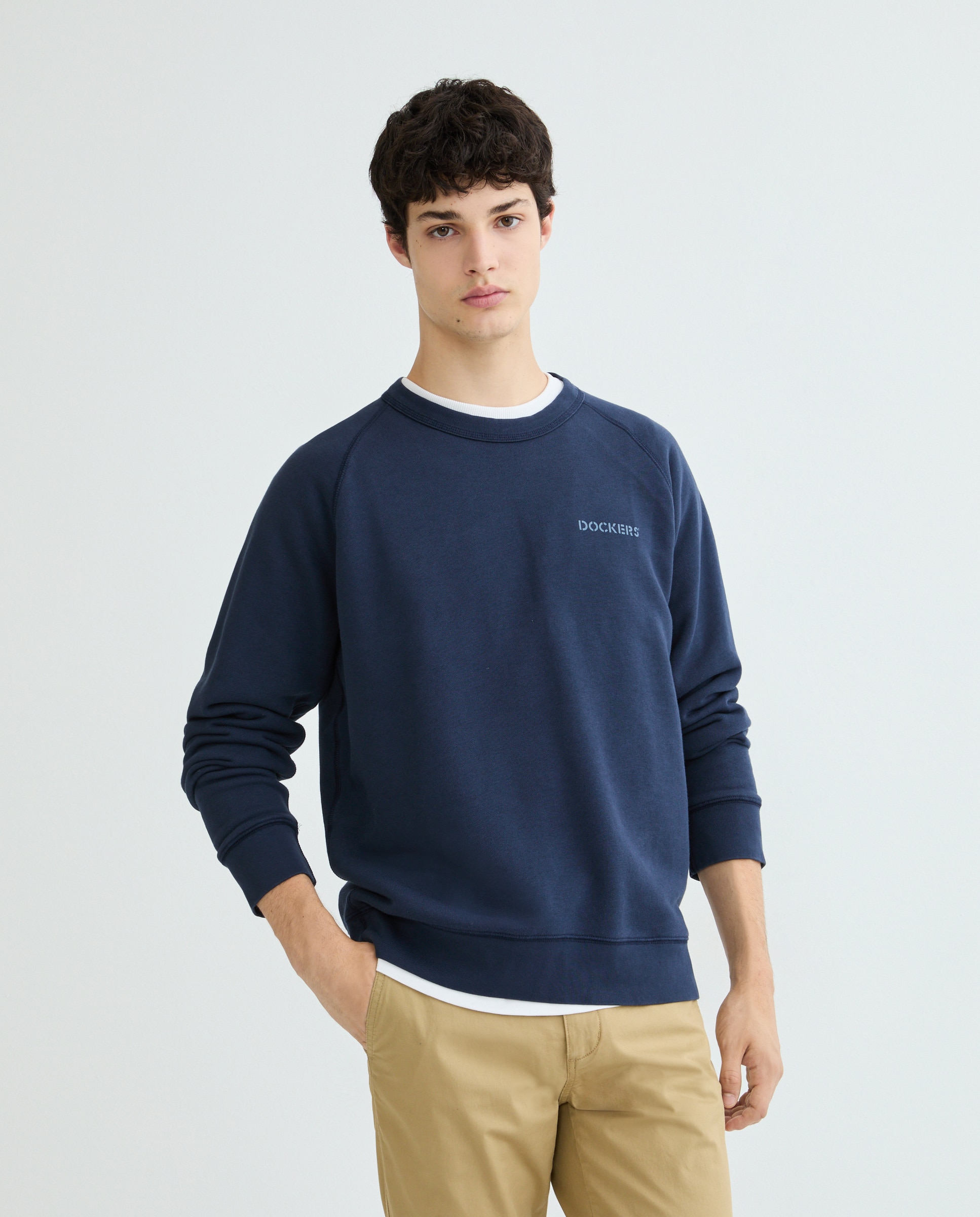 Sweatshirt Regular Fit com Manga Comprida e Decote Redondo Azul-marinho-1