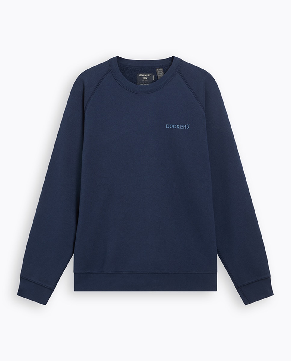 Sweatshirt Regular Fit com Manga Comprida e Decote Redondo Azul-marinho-4
