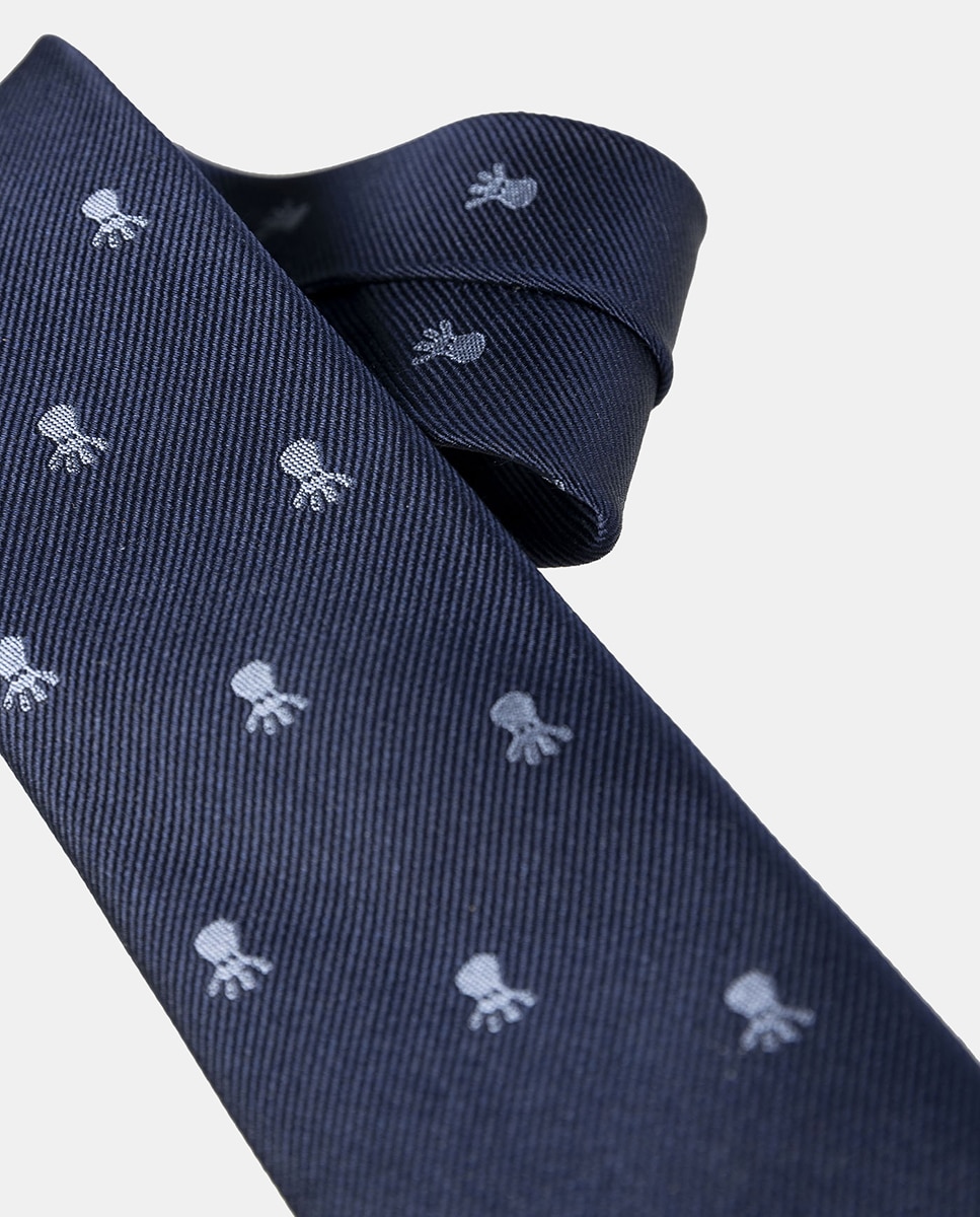 Gravata de Seda Azul-marinho-3