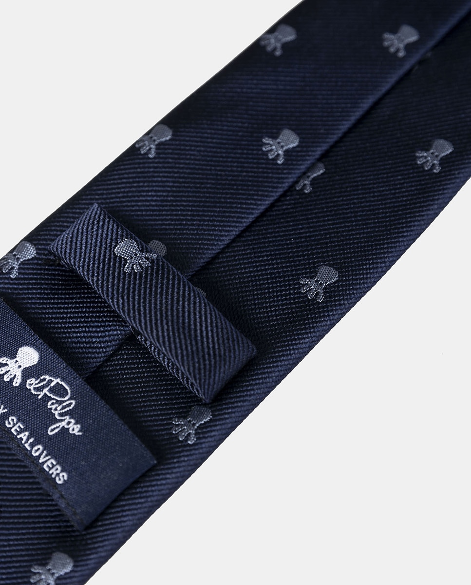 Gravata de Seda Azul-marinho-4